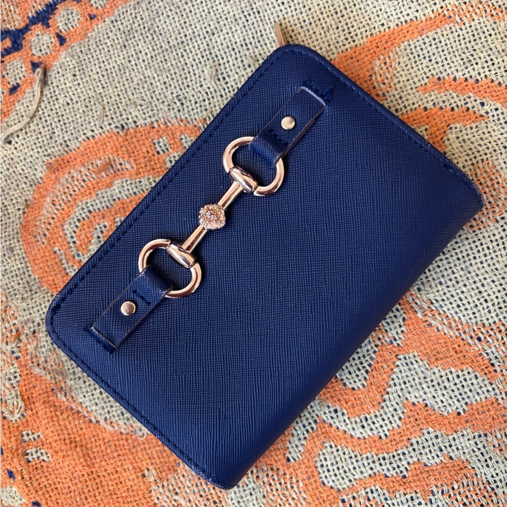 Anne Klein Blue Wallet with Gold Accents